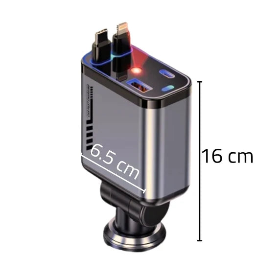 C6 4 In 1 Multi Functional Car Charger Fast Charging With Star Light Providing Durable Quality - 20 Watt (With Light)