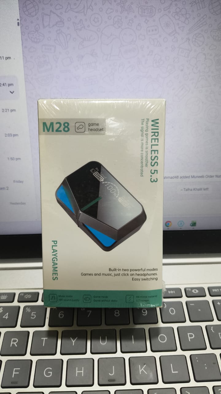 M28 TWS Wireless Earbuds With Charging Case Premium Quality Smooth Sound Comfortable Fit Durable Build