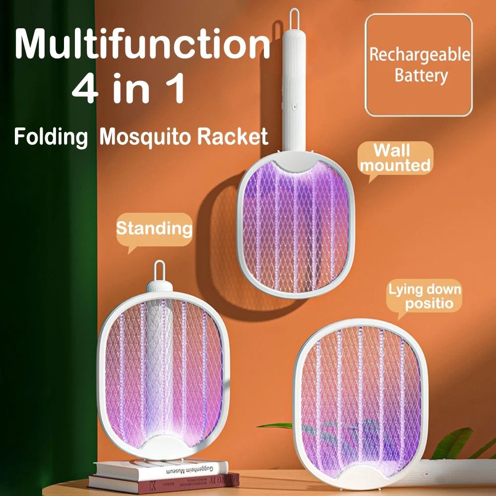 Foldable Mosquito Killer Trap | Electric Rechargeable Bug Zapper Racket For Indoor And Outdoor Mosquito And Insect Control (Random Color)