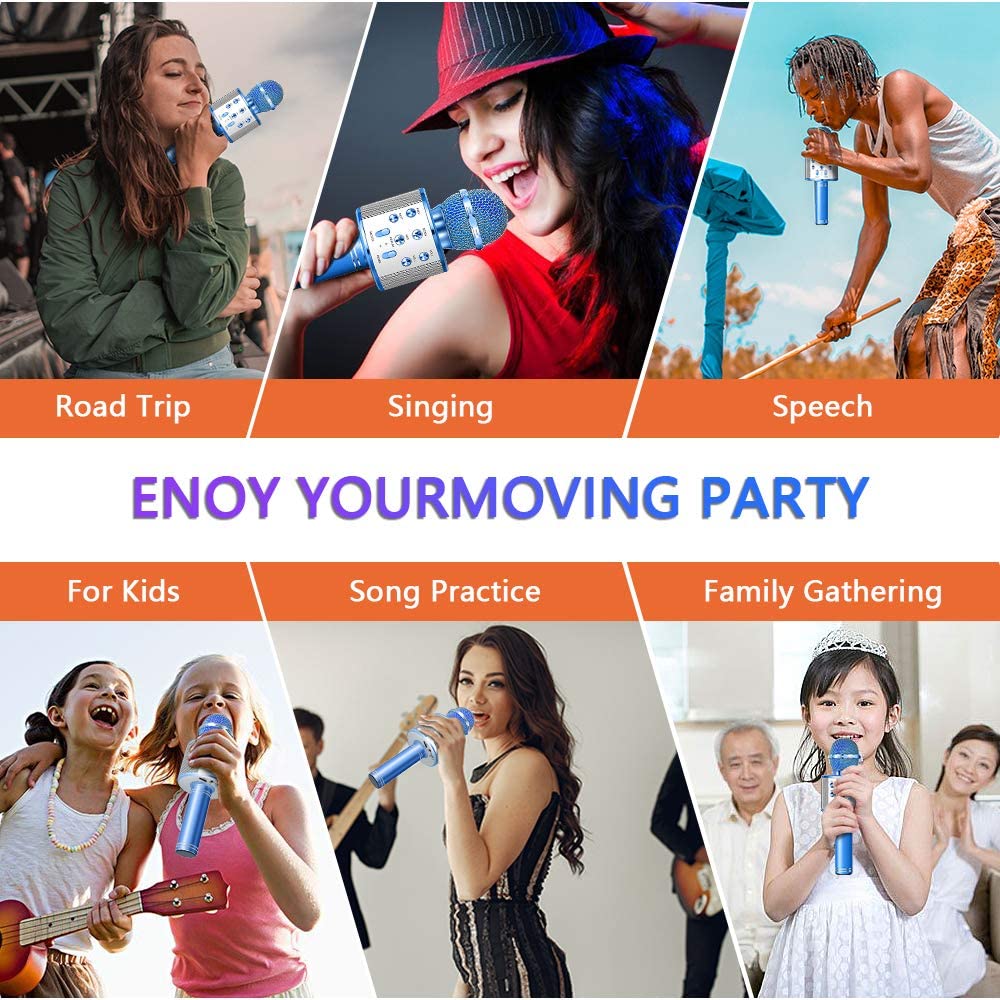 Bluetooth Handheld Karaoke Speaker Player Machine for Kids Adults Home KTV Party for Android/Iphone/Ipad/Pc (Random Color)