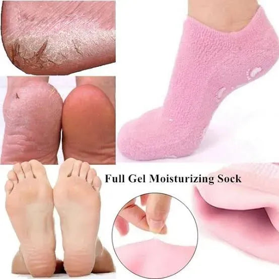 Reusable Silicone Spa Gel Socks For Dry Feet And Cracked Heel Treatment – Moisturizing Hydrating Softening And Skin Smoothing Overnight Foot Care (Random Color)