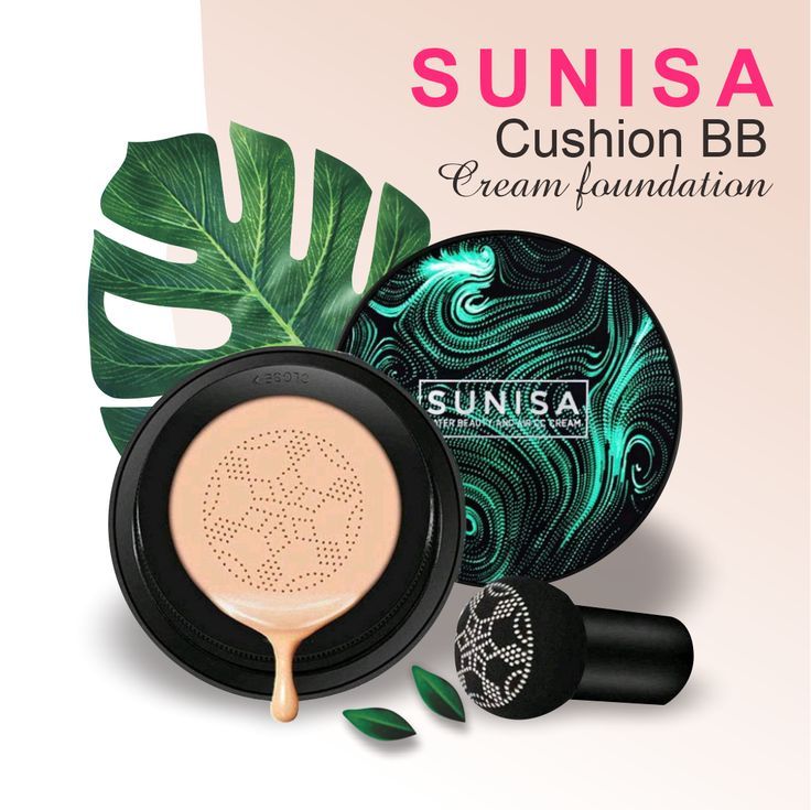 SUNISA Waterproof Mushroom Head Air Cushion Foundation – BB & CC Cream With Moisturizing Liquid Base And Sponge Applicator