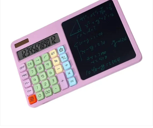 2-in-1 Calculator with LCD Writing Tablet – Dual-Function Office & School Gadget | Portable & Eco-Friendly |Random Color