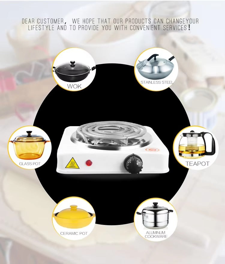 Electric Stove for cooking, Hot Plate heat up in just 2 mins, Easy to clean, (random color )